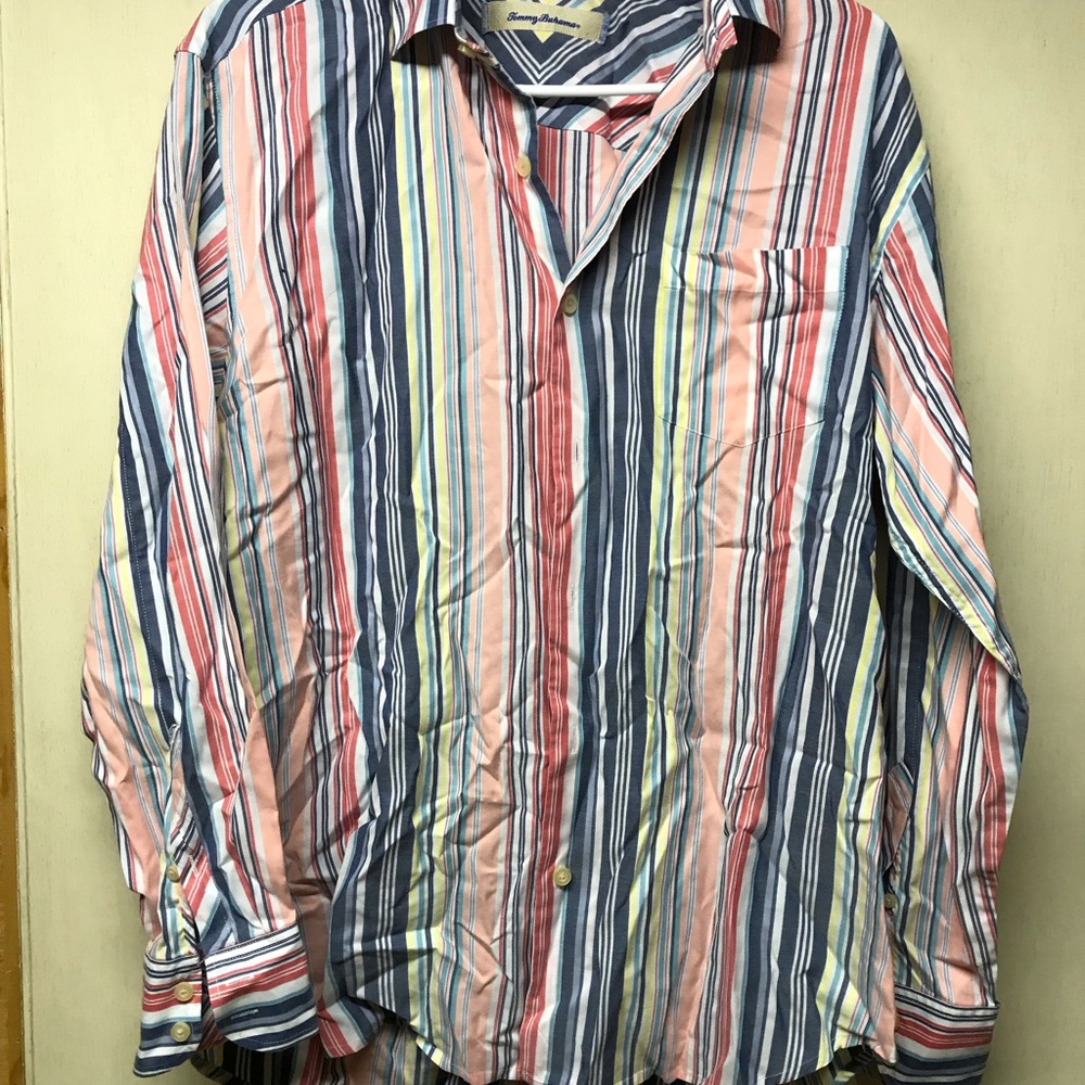 😂TOMMY BAHAMA STRIPED BUTTON DOWN SHIRT STRIPES